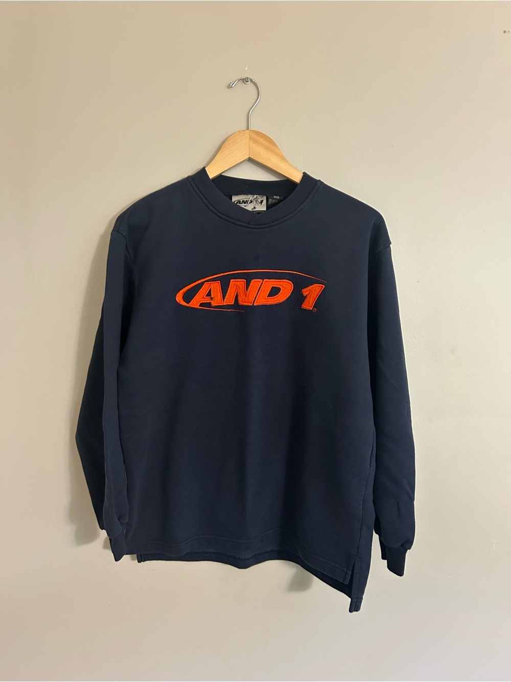 And1 Navy Crewneck Sweatshirt with Orange Logo